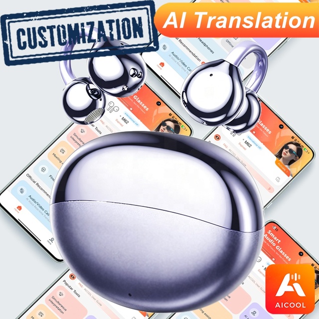 M110 Ear Clip Wireless Earbuds AI Translation Earphones Support Meeting Assistant for Sports Business Travel, Customizable Logo