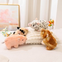 Peluche de cochon réaliste en fourrure tachetée douce et câline, en position debout avec queue recourbée, pour décoration de chambre, boutiques de cadeaux et présentation