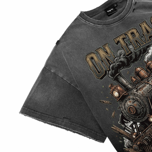 OEM Custom Printing Acid Wash Distressed T Shirt Ripped Vintage Streetwear Men's Heavyweight Cotton Graphic Tee Supplier - Product Image 5
