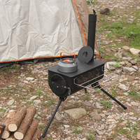 Poêle à bois pliable coupe-vent en acier, vente en gros d'usine, foyer portable d'extérieur, chauffage de camping, cuisson au bois
