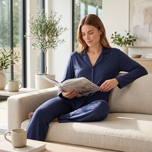 <span class=keywords><strong>Pigiama</strong></span> di bambù <span class=keywords><strong>pigiama</strong></span> da donna personalizzato Set di pigiami di lusso da salotto primavera Set di <span class=keywords><strong>pigiama</strong></span> donna in cotone da donna - Product Image 2