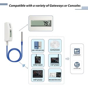 <span class=keywords><strong>ECOWITT</strong></span> WN34BD Affichage LCD Sonde de température Wi-Fi 915 MHz avec câble en silicone de 100 m pour piscine/étang/liquide/air/sol - Product Image 3