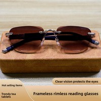 Lunettes de lecture Little Red Riding Book New Diamond sans monture, haute qualité, anti-UV, verres PC à motif géométrique, unisexe, pour visage carré