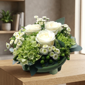 Plateau floral rond FT-03 en plastique vert 28,9 cm x 16,7 cm x 5 cm (H) FT03 Fête des Mères Remise de diplôme - Product Image 1