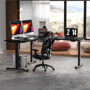 Bàn làm việc máy tính xách tay hình chữ L lớn, thiết kế công thái học, bàn làm việc góc văn phòng có thể điều chỉnh độ cao bằng điện, bàn hình chữ L có hai động cơ - Product Image 2