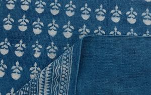 Blue White Floral <b>Block</b> Print Cotton Rug Handmade Carpet with Tassels Boho Style Floor Rug Home Decor - Product Image 2
