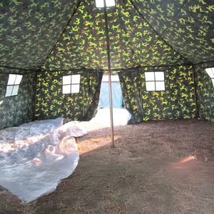 Tente de terrain carrée en toile pour 10 personnes, cadre en acier, simple couche, robuste, imperméable, <span class=keywords><strong>abri</strong></span> de base pour projets en plein air - Product Image 5