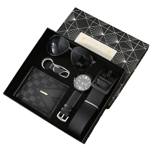Set Regalo Aziendale Transfrontaliero <span class=keywords><strong>di</strong></span> Lusso ed Economico per <span class=keywords><strong>Uomo</strong></span>: Portafoglio, Cintura, Orologio al Quarzo, Occhiali da Sole, Occhiali con Stampa Serigrafica - Product Image 1