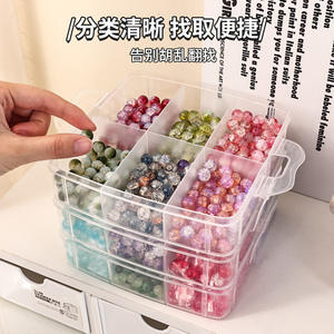 Clear Stackable Bead <b>Storage</b> <b>Box</b> <b>With</b> <b>Lid</b> 18 30 Grids Desktop Organizer For Loose Beads Jewelry Accessories - Product Image 2