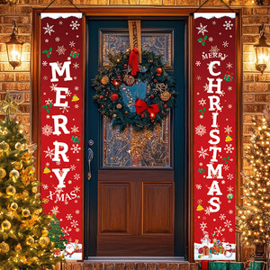 Giáng sinh cửa khớp nối 30*180cm màu đỏ-theo chủ đề bông tuyết nền Polyester/PVC treo trang trí cho trong nhà không khí lễ hội - Product Image 6