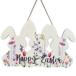 Easter <b>Egg</b> <b>Decoration</b> Wooden Door Sign Round Indoor Outdoor Easter Party Decor Carrot Bunny Design - Product Image 2