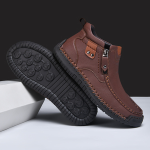 New Luxury Genuine Leather P-6000 <strong>Sneakers</strong> Flat <strong>Zip</strong> Fashion Cowhide Men Shoes Trending 47 48 Big Size Export European Factory - Product Image 3
