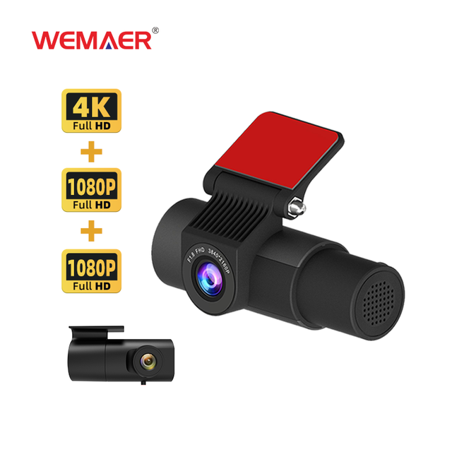 UHD Dash Cam Front and Rear 4k Inside Outside Drive Recorder 3 Channel Dash Cam 4k Black Box F1.8 with 140° Wide Angle for Agent