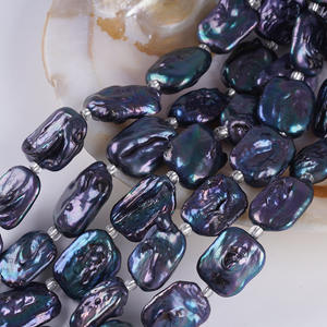 Perles d'eau douce baroques rectangulaires blanches naturelles de 18 cm (15-17 mm) en gros pour la fabrication de bijoux et bracelets DIY - Product Image 1