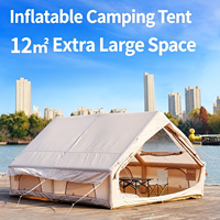 Grand stock – Tente de glamping et tente de camping extérieure de 12 m² avec double lucarne et double porte, hauteur latérale de 75 cm