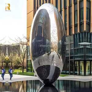 Herlange Moderne Kunst Grote Roestvrijstalen Ovale Sculptuur Voor Openlucht Openbaar Park Landschapsdecoratie - Product Image 3