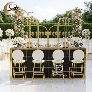 Wedding Contemporary Modern Stainless Steel Frame PVC Commercial <b>Folding</b> Bar Counter for Home Bar Hotel and Living Room Use - Product Image 1
