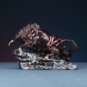 Brass Ox Figurine Copper <b>Desk</b> Decoration Traditional Style Home Office Gift - Product Image 1