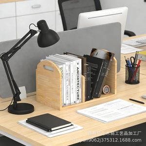 Simple Desktop Bookshelf Rectangle Wood Office Organizer Durable <b>Tabletop</b> <b>Storage</b> Rack For Books And Miscellaneous Items - Product Image 2