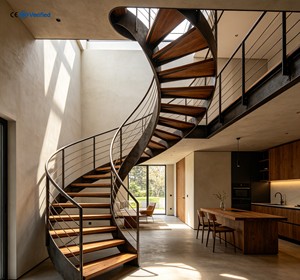 Escalera Espiral de Acero de Doble Viga para Exteriores a Precio de Fábrica, Escalera Curva Personalizada, Escalera Espiral de Hormigón - Product Image 3
