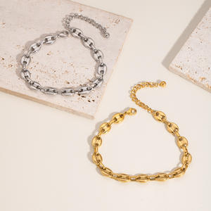 Chevillère géométrique en acier inoxydable <span class=keywords><strong>de</strong></span> haute qualité, chevillère exquise en forme <span class=keywords><strong>de</strong></span> <span class=keywords><strong>grain</strong></span> <span class=keywords><strong>de</strong></span> café, nez <span class=keywords><strong>de</strong></span> cochon, unisexe, bijoux <span class=keywords><strong>de</strong></span> mode populaires - Product Image 5