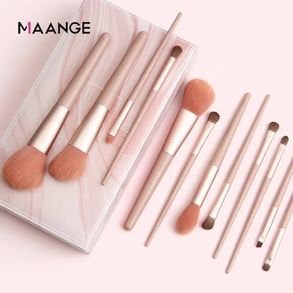 MAANGE 12pcs make up brush set luxury cosmetic professional wholesale custom logo private label vegan soft makeup brush set