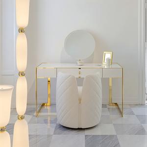 Modern High Glossy Gold Legs Dressing <b>Table</b> Stainless Steel Princess Style <b>Vanity</b> with <b>Mirror</b> - Product Image 1