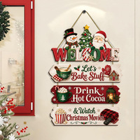 Décoration murale en bois de Noël, Père Noël et Bonhomme de neige, Articles suspendus pour les fêtes d'hiver
