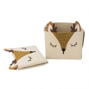 ถังผ้าสักหลาดพับได้สำหรับเก็บของเล่นสำหรับเด็กกล่องเก็บของเล่นลายการ์ตูนสัตว์ออกแบบได้ตามที่ต้องการ - Product Image 4