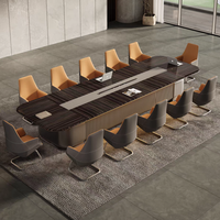 Table de conférence exécutive intelligente convertible de luxe moderne pour salles de réunion de bureau, 14 à 22 places, carrée, PVC/MDF