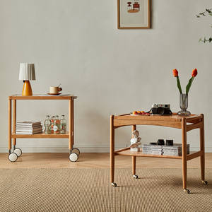 Table console en bois massif, bois de cerisier, avec roulettes, pour salon, style nordique, utilisation en petit appartement - Product Image 1