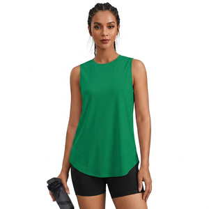 Débardeur côtelé décontracté pour femme, sans manches, ajusté, en coton extensible, écologique, séchage rapide, col rond, doux, respirant, basique d'été - Product Image 1