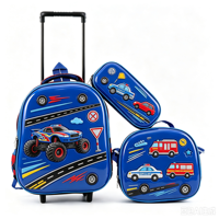 Nouvel ensemble de sacs à roulettes scolaires 3D de 12 pouces, 3 pièces, pour enfants, avec trousse et boîte à lunch, pour filles et garçons