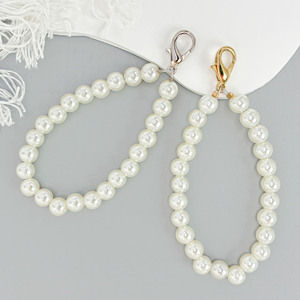Porte-clés en perles pour femmes et filles, breloque de sac à main, porte-clés de voiture, perles rondes de 8 mm, chaîne de sac, breloque de <span class=keywords><strong>téléphone</strong></span>, accessoires de <span class=keywords><strong>téléphone</strong></span> - Product Image 1