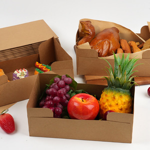 Contenitore per Alimenti Personalizzato in Carta Kraft Monouso Pieghevole per Nuggets di Pollo, Patatine Fritte, Snack da Asporto, Design a Barca Aperta Stampato - Product Image 3