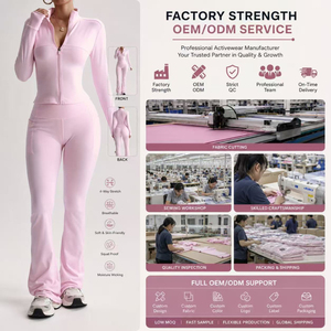 Ensemble de yoga 2 pièces pour femme ultra-extensible : veste zippée et leggings évasés, coupe ajustée, vêtements de sport avec trous pour les pouces - Product Image 6