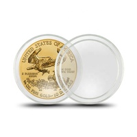 Boîte de rangement pour pièces de monnaie rondes propres de 30,6 mm, boîte de rangement pour pièces de monnaie de 50e anniversaire Kennedy Gold Half Dollar, capsule de pièces de monnaie en acrylique