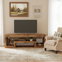 Meuble TV moderne en bois massif de style européen avec étagère pour décodeur et table basse flottante pour salon