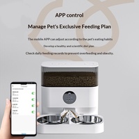 Distributeur automatique de nourriture pour animaux de compagnie intelligent à double bac en plastique ABS étanche avec écran LCD, contrôlé par application, alimenté par batterie, 5L, programmable