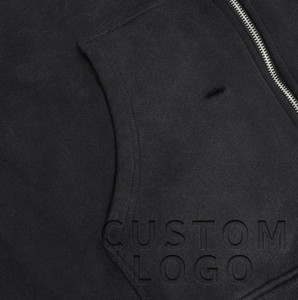 Sweat-shirt noir en coton éponge 100% respirant, lourd, 420g, vintage, délavé à l'acide, écologique, personnalisé pour le streetwear - Product Image 5