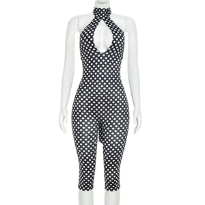 Viviblook D26JP260 Combinaison décontractée moulante sans manches à pois avec bretelles et dos nu pour femme - Product Image 2