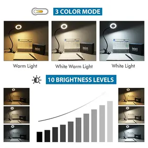 120mm 클립 라이트 독서 조명 LED 램프-온 책상 램프 디밍이 가능한 유연한 구즈넥 책 조명