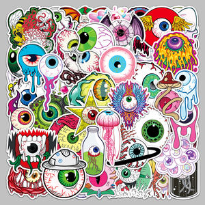 50 autocollants pour yeux créatifs de style horrifique et effrayant, personnalisés, pour skateboards et motos - Product Image 5