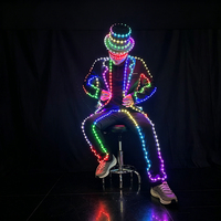 Costume LED lumineux style Michael Jackson avec chapeau, tenue néon lumineuse pour spectacle de danse sur scène, fête de carnaval