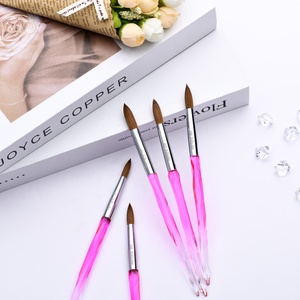 Pinceles para <span class=keywords><strong>uñas</strong></span> Nail Art, manicura acrílica transparente con mango rosa brillante Natural, tamaño 14 16, <span class=keywords><strong>2022</strong></span> - Product Image 3