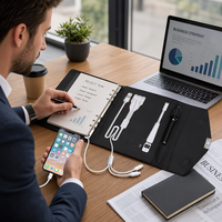 Carnet de luxe business smart avec banque d'alimentation et clé usb, carnet intelligent, ensemble cadeau OEM avec jeu de stylos