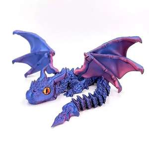 Figurine de dragon imprimée en <span class=keywords><strong>3D</strong></span> à double cornes, volante, multi-articulée, flexible, réaliste, jouet animal, ailes, grandes cornes - Product Image 5