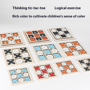 Jeux de bureau pour l'éducation précoce Jiugongge XO en bois transfrontalier <span class=keywords><strong>Tic</strong></span>-<span class=keywords><strong>Tac</strong></span>-Toe Board Jouets éducatifs pour enfants Formation logique - Product Image 3