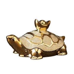 Креативные позолоченные керамические фигурки денежной черепахи для дома, настольные украшения, маленькие поделки, декор для ТВ-тумбы, фэн-шуй - Product Image 5