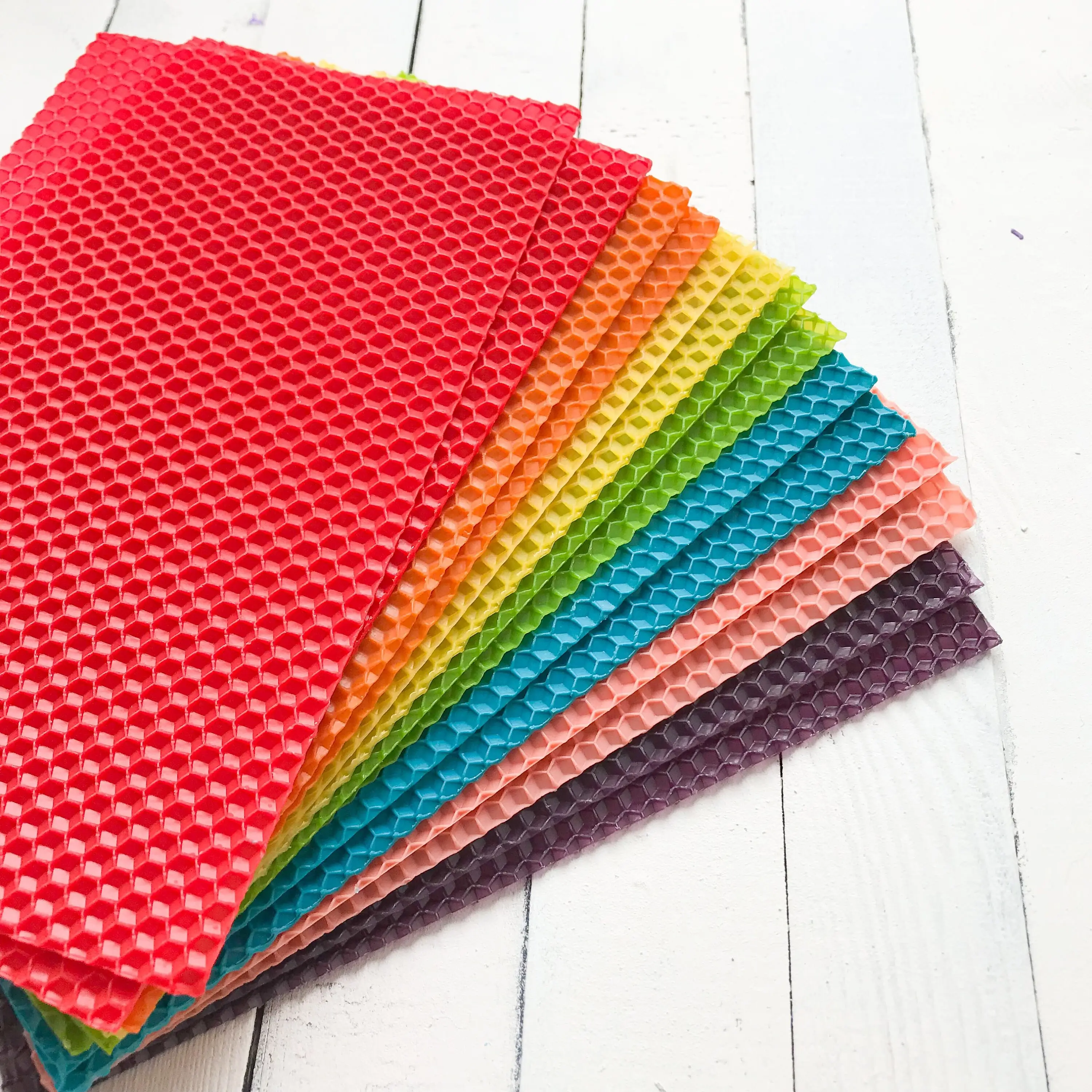 Colorful pure beeswax honeycomb sheets of beeswax for candle making